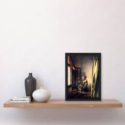 Artery8 Johannes Vermeer Framed Wall Art Reading Letter by Open Window - Size: A4 - thumbnail 2