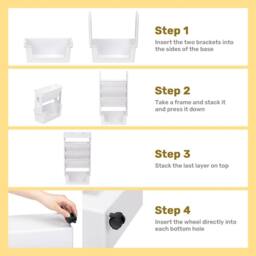 Dprodo 5-Tier Bookshelf, Plastic Storage Trolley Cart in Cool White - Size: 1 Pack - thumbnail 6