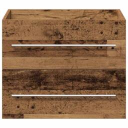 Berkfield Home White Bathroom Sink Cabinet with Built-in Basin Old Wood Engineer in Brown - thumbnail 7