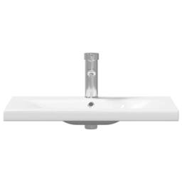 Berkfield Home White Bathroom Sink Cabinet with Built-in Basin Old Wood Engineer in Brown - thumbnail 8