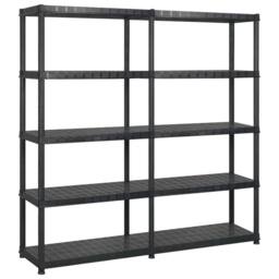 Berkfield Home Storage Shelf 5-Tier Black 170x40x185 cm Plastic - Size: 170 x 40 x 185 cm - thumbnail 2