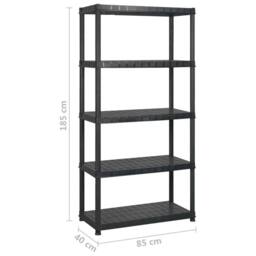 Berkfield Home Storage Shelf 5-Tier Black 170x40x185 cm Plastic - Size: 170 x 40 x 185 cm - thumbnail 6
