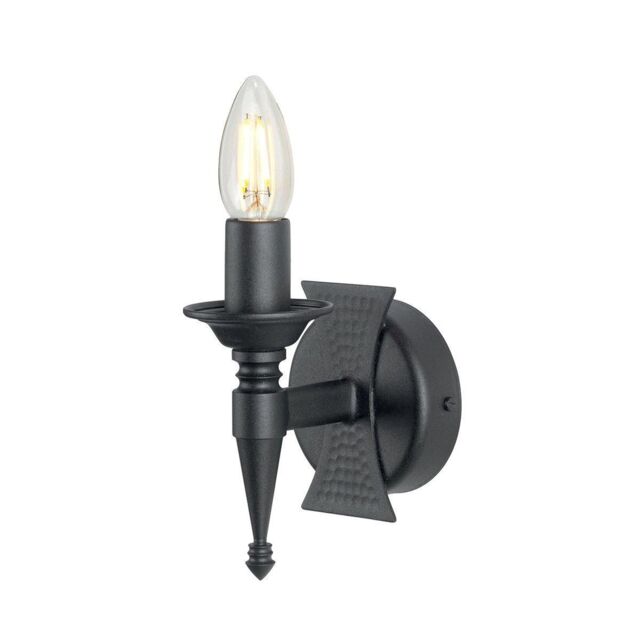 Netlighting Saxon 1 Light Indoor Candle Wall Light Black E14