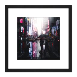 Artery8 Stackpoole Manhattan Street New York Photo 8X8 Inch Square Wooden Framed Wall Art Print Picture with Mount in Black - thumbnail 1