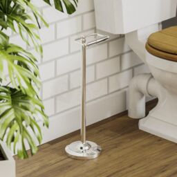 Home Discount Bath Vida Floor Standing Toilet Roll Holder Freestanding in Metallic Silver - thumbnail 4