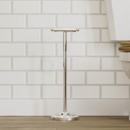 Home Discount Bath Vida Floor Standing Toilet Roll Holder Freestanding in Metallic Silver - thumbnail 2