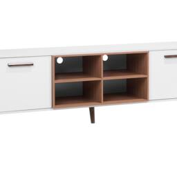 "Wyld and Coco Aura TV Stand - White and Dark Wood Fits 78"" TVs" - thumbnail 2