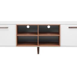 "Wyld and Coco Aura TV Stand - White and Dark Wood Fits 78"" TVs" - thumbnail 4