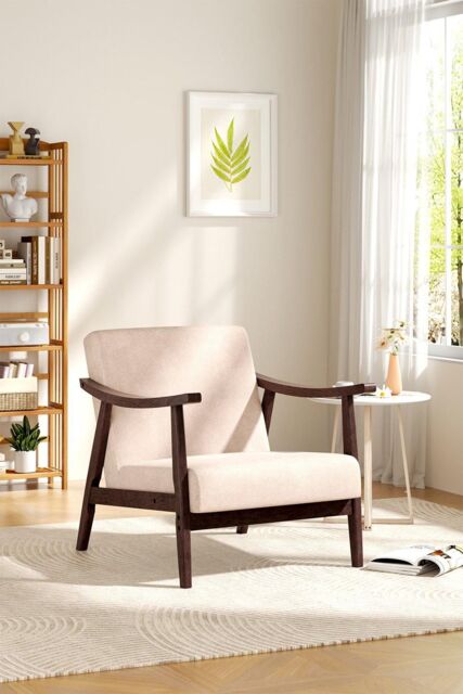 H&O Direct Wooden Single Armchair Sofa Accent Chair in Beige - image 1