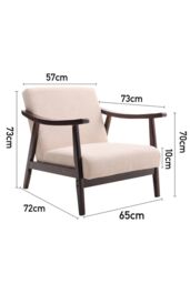 H&O Direct Wooden Single Armchair Sofa Accent Chair in Beige - thumbnail 6