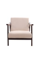 H&O Direct Wooden Single Armchair Sofa Accent Chair in Beige - thumbnail 3