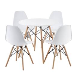 Comfy Living Ltd 5 Piece Dining Set With Round White Wooden Top & 4 White Chairs With Metal Detailing - thumbnail 6