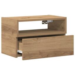 Berkfield Home Wall-mounted Bedside Cabinet Artisan Oak 45x26x28.5 cm in Brown - thumbnail 5