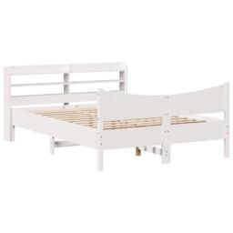 Berkfield Home Bed Frame with Headboard White 150x200 cm King Size Solid Wood Pine - thumbnail 2