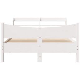 Berkfield Home Bed Frame with Headboard White 150x200 cm King Size Solid Wood Pine - thumbnail 4