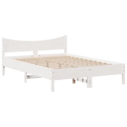 Berkfield Home Bed Frame with Headboard White 150x200 cm King Size Solid Wood Pine - thumbnail 5