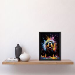"Artery8 Wall Art Print Rottweiler Dog Lover Gift Pet Portrait Blue Orange Purple Artwork Painting Art Framed - Size: W12"" x H16""" - thumbnail 4
