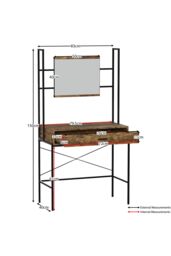Home Discount Vida Designs Brooklyn 1 Drawer Dressing Table with Built-in Mirror Storage in Dark Brown - thumbnail 3