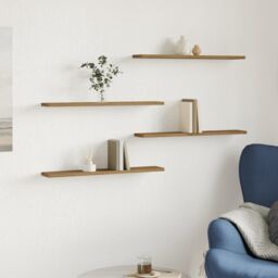 Berkfield Home Wall Shelves 4 pcs Artisan Oak 60x20x1.5 cm Engineered Wood in Brown - thumbnail 3