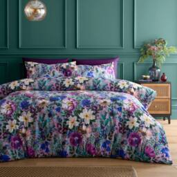Portfolio Home Ophelia Floral Duvet Cover Quilt Set With Pillow Case Bedding in Purple - Size: Double - thumbnail 1