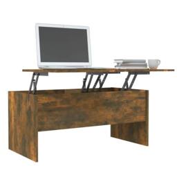 Berkfield Home Coffee Table Smoked Oak 102x50.5x46.5 cm Engineered Wood in Brown - thumbnail 4