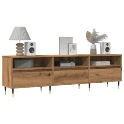 Berkfield Home TV Cabinet Artisan Oak 150x30x44.5 cm Engineered Wood in Brown - thumbnail 2