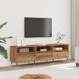 Berkfield Home TV Cabinet Artisan Oak 150x30x44.5 cm Engineered Wood in Brown - thumbnail 3