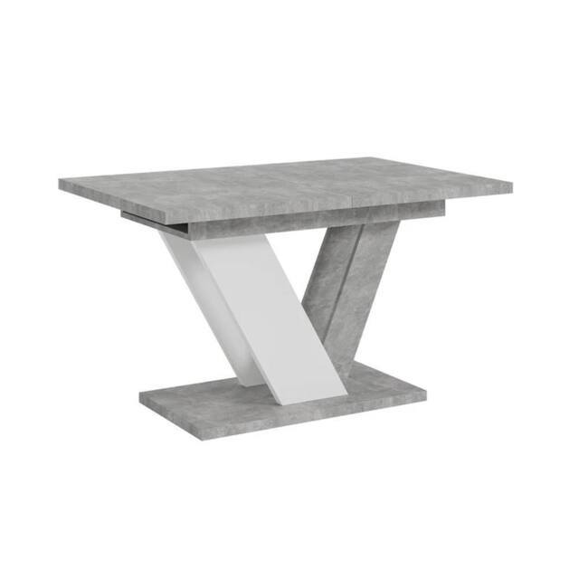 Nordara 120-160cm Modern Concrete Effect & White Extendable Dining Table in Grey - image 1