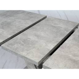 Nordara 120-160cm Modern Concrete Effect & White Extendable Dining Table in Grey - thumbnail 3