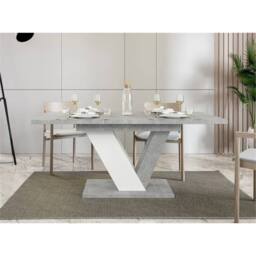 Nordara 120-160cm Modern Concrete Effect & White Extendable Dining Table in Grey - thumbnail 8