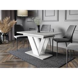 Nordara 120-160cm Modern Concrete Effect & White Extendable Dining Table in Grey - thumbnail 9