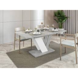 Nordara 120-160cm Modern Concrete Effect & White Extendable Dining Table in Grey - thumbnail 7
