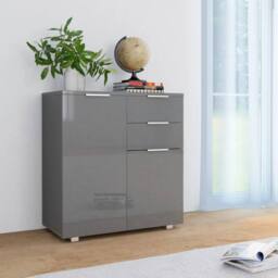 Berkfield Home Sideboard High Gloss Grey 71x35x76 cm Engineered Wood - Size: 71 x 35 x 76 cm