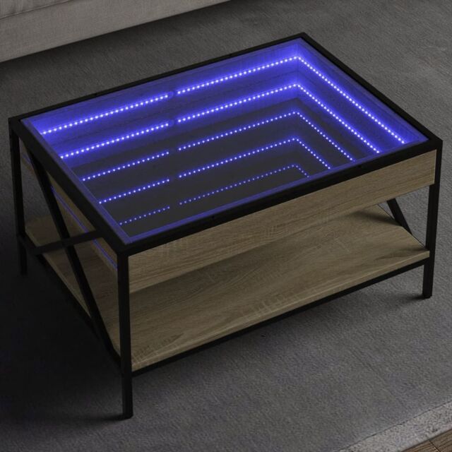 Berkfield Home Coffee Table with Infinity LED Sonoma Oak 70x50x38 cm in Brown - Size: 70 x 50 x 38 cm - image 1