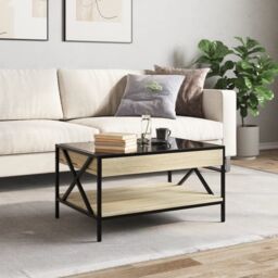Berkfield Home Coffee Table with Infinity LED Sonoma Oak 70x50x38 cm in Brown - Size: 70 x 50 x 38 cm - thumbnail 4
