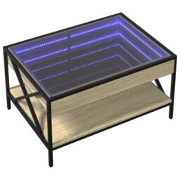 Berkfield Home Coffee Table with Infinity LED Sonoma Oak 70x50x38 cm in Brown - Size: 70 x 50 x 38 cm - thumbnail 3
