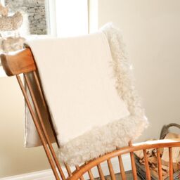 Native Natural Beige Linen Blanket Sheepskin Trim 140x180cm in Cream - Size: 140 cm x 180 cm - thumbnail 3