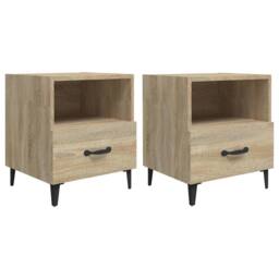 Berkfield Home Elegant Bedside Cabinets 2 pcs Sonoma Oak Engineered Wood in Light Brown - thumbnail 3