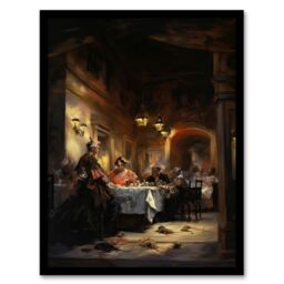 "Artery8 Wall Art Print Don Giovanni Opera Decadent Banquet Scene Oil Painting Art Framed in Brown - Size: W12"" x H16""" - thumbnail 1