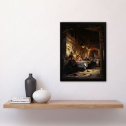 "Artery8 Wall Art Print Don Giovanni Opera Decadent Banquet Scene Oil Painting Art Framed in Brown - Size: W12"" x H16""" - thumbnail 4