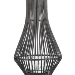 Wyld and Coco Black Bamboo Candle Lantern 38 cm with Glass Insert Boho Floor Lantern - thumbnail 2