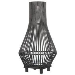 Wyld and Coco Black Bamboo Candle Lantern 38 cm with Glass Insert Boho Floor Lantern - thumbnail 4