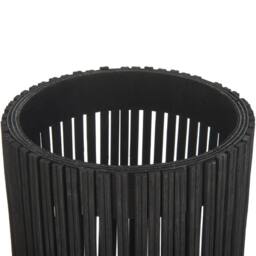Wyld and Coco Black Bamboo Candle Lantern 38 cm with Glass Insert Boho Floor Lantern - thumbnail 5