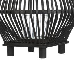 Wyld and Coco Black Bamboo Candle Lantern 38 cm with Glass Insert Boho Floor Lantern - thumbnail 6