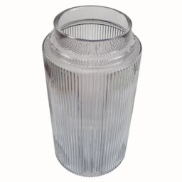 Leaf 31cm Clear Ridged Glass Vase in White - thumbnail 3