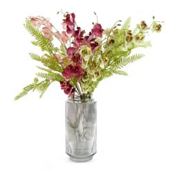Leaf 31cm Clear Ridged Glass Vase in White - thumbnail 5