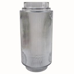Leaf 31cm Clear Ridged Glass Vase in White - thumbnail 1