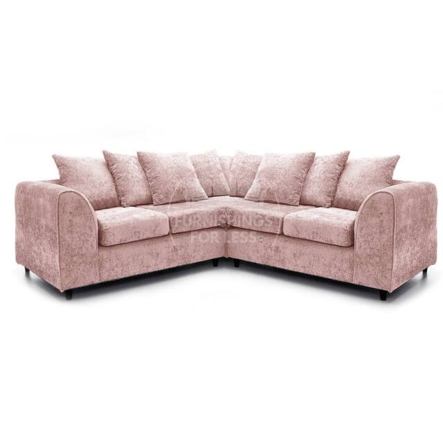 Furnishings For Less UK Monaco 5 Seater Chenille Fabric Sofa L Shaped 2 Corner 2 Scatter Back in Pink - image 1