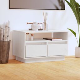 Berkfield Home TV Cabinet White 60x35x37 cm Solid Wood Pine - Size: 60 x 35 x 37 cm