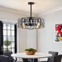 NIVOR 4 Lights Crystal Fandelier Ceiling Fan with Remote 6 Wind Speeds in Black - thumbnail 8